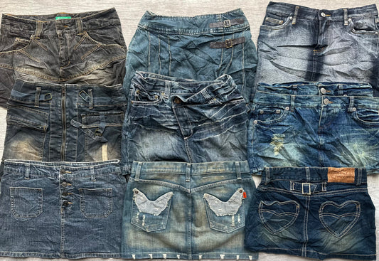 Denim mini skirts