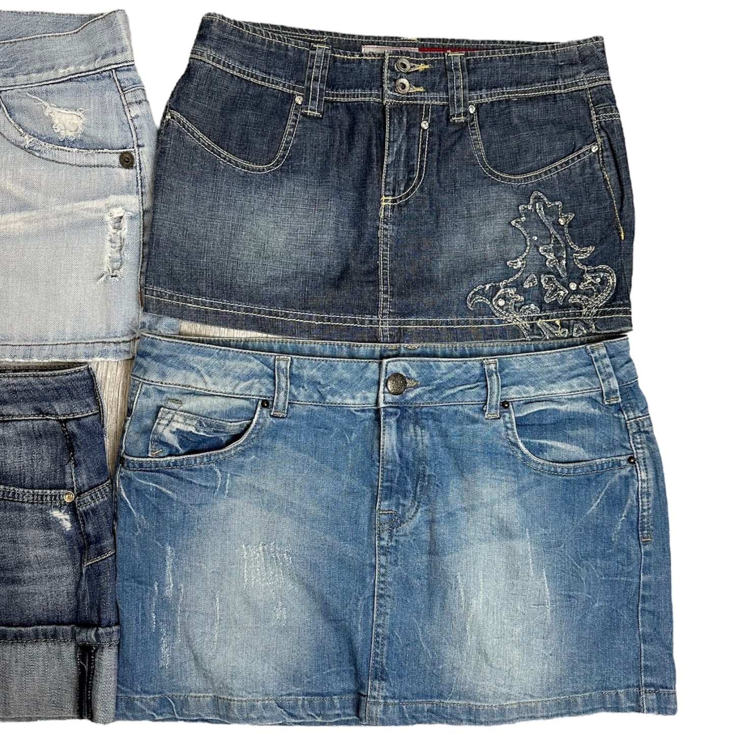 Denim mini skirts